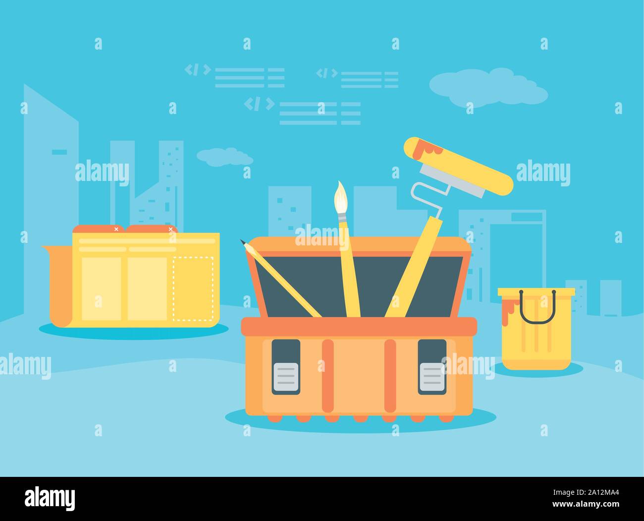 data folder with webpage under cosntruction vector illustration design Stock Vector
