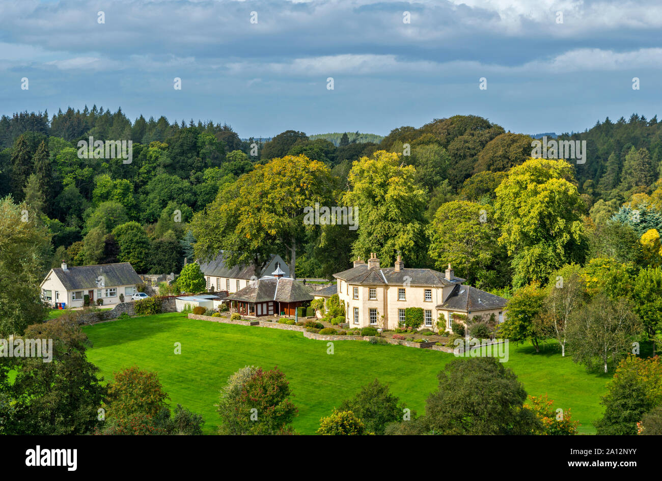 DAVA WAY WALK OR TRAIL DUNPHAIL TO DAVA MORAY SCOTLAND VIEW OF HOUSES