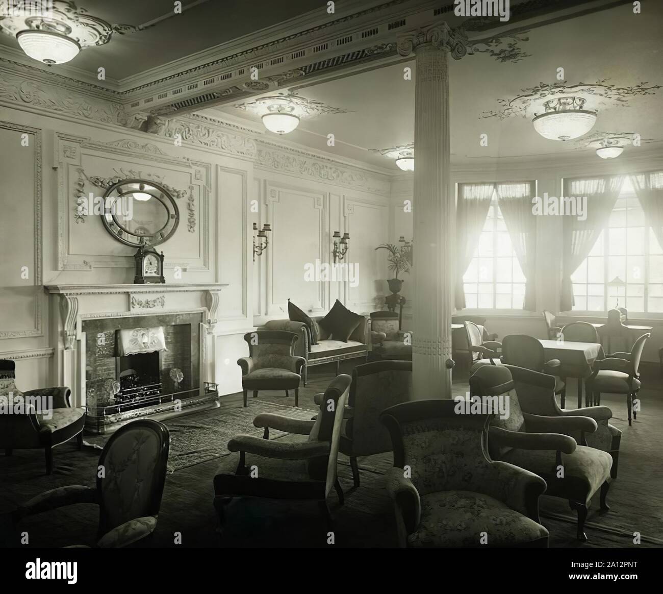 Titanic s reading and writing room stock photo alamy