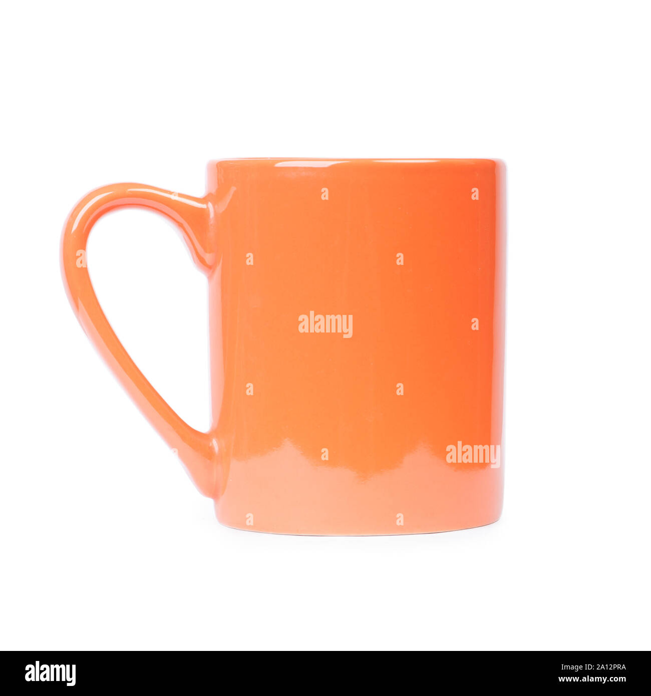 One orange mug isolated on white background Stock Photo