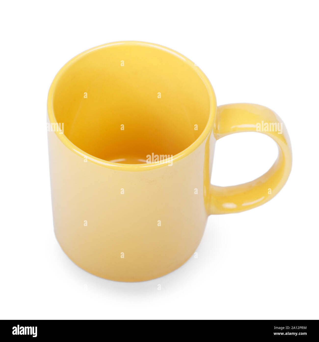 One yellow mug isolated on white background Stock Photo