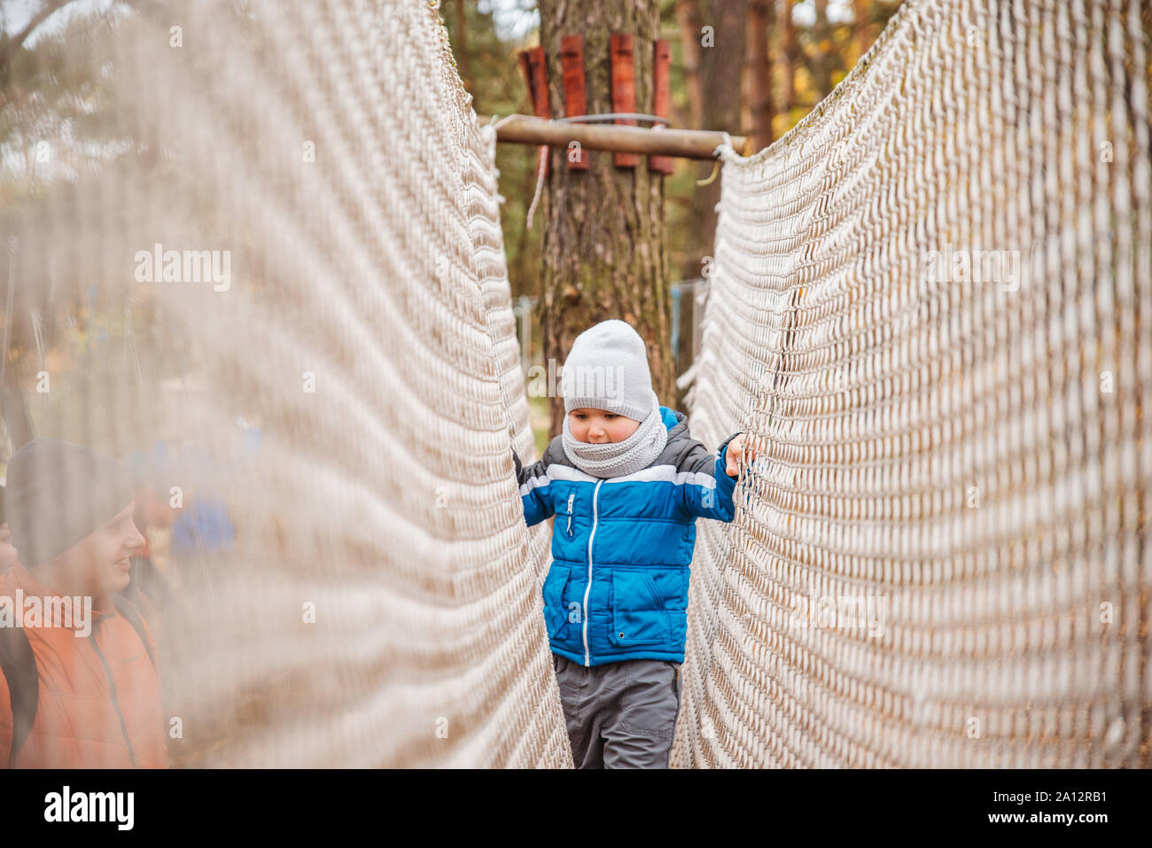 little toddler boy play at playground healthy active child Stock Photo ...