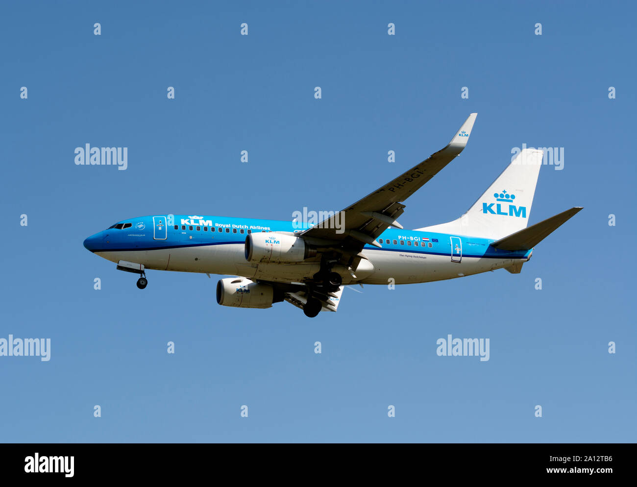 KLM Boeing 737700 landing at Birmingham Airport, UK (PHBGI Stock Photo Alamy