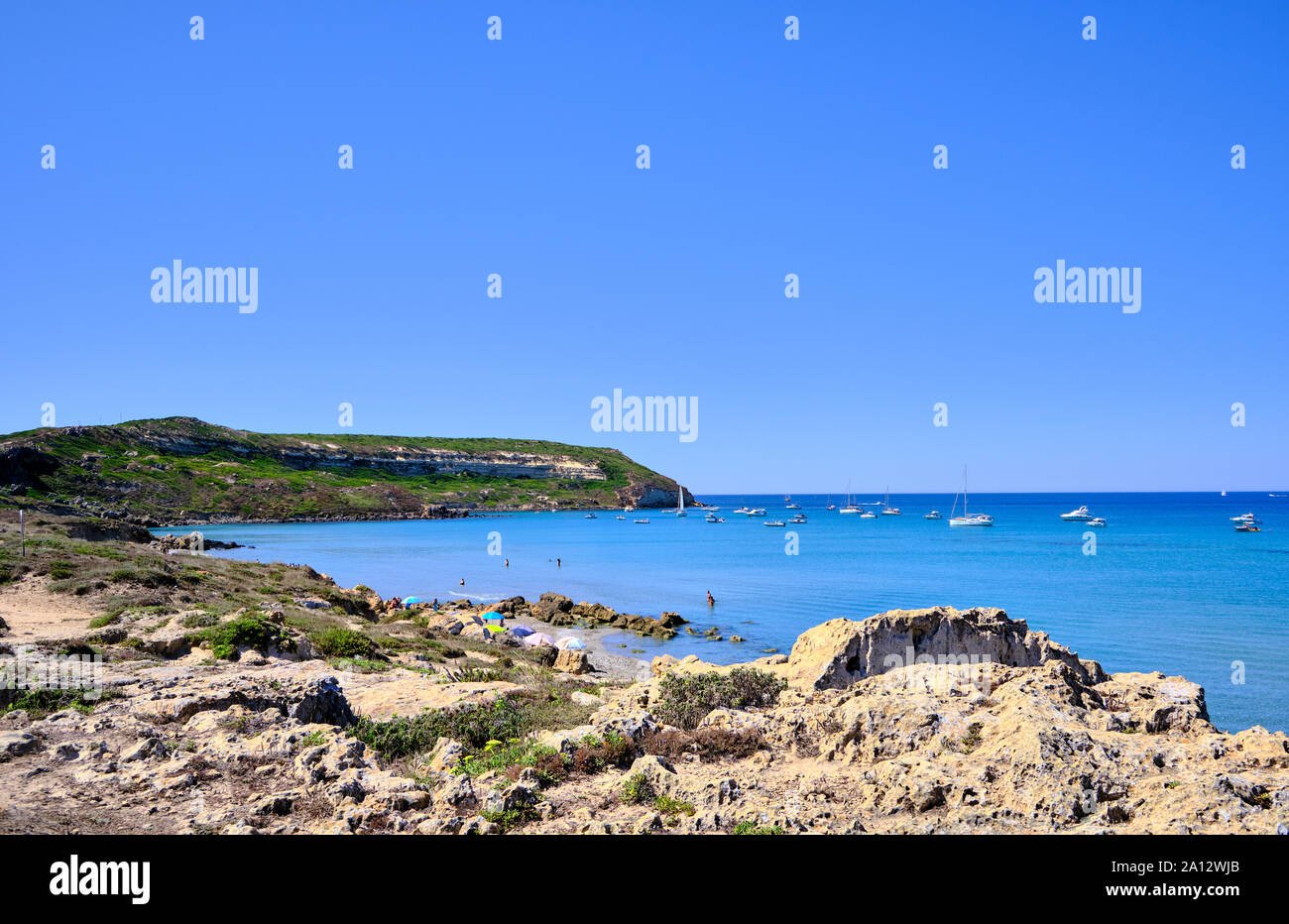 Capo San Marco beach, sardinian beach in Isthmus of San Giovanni Sinis, Cabras, Oristano, Sardinia, Italy Stock Photo
