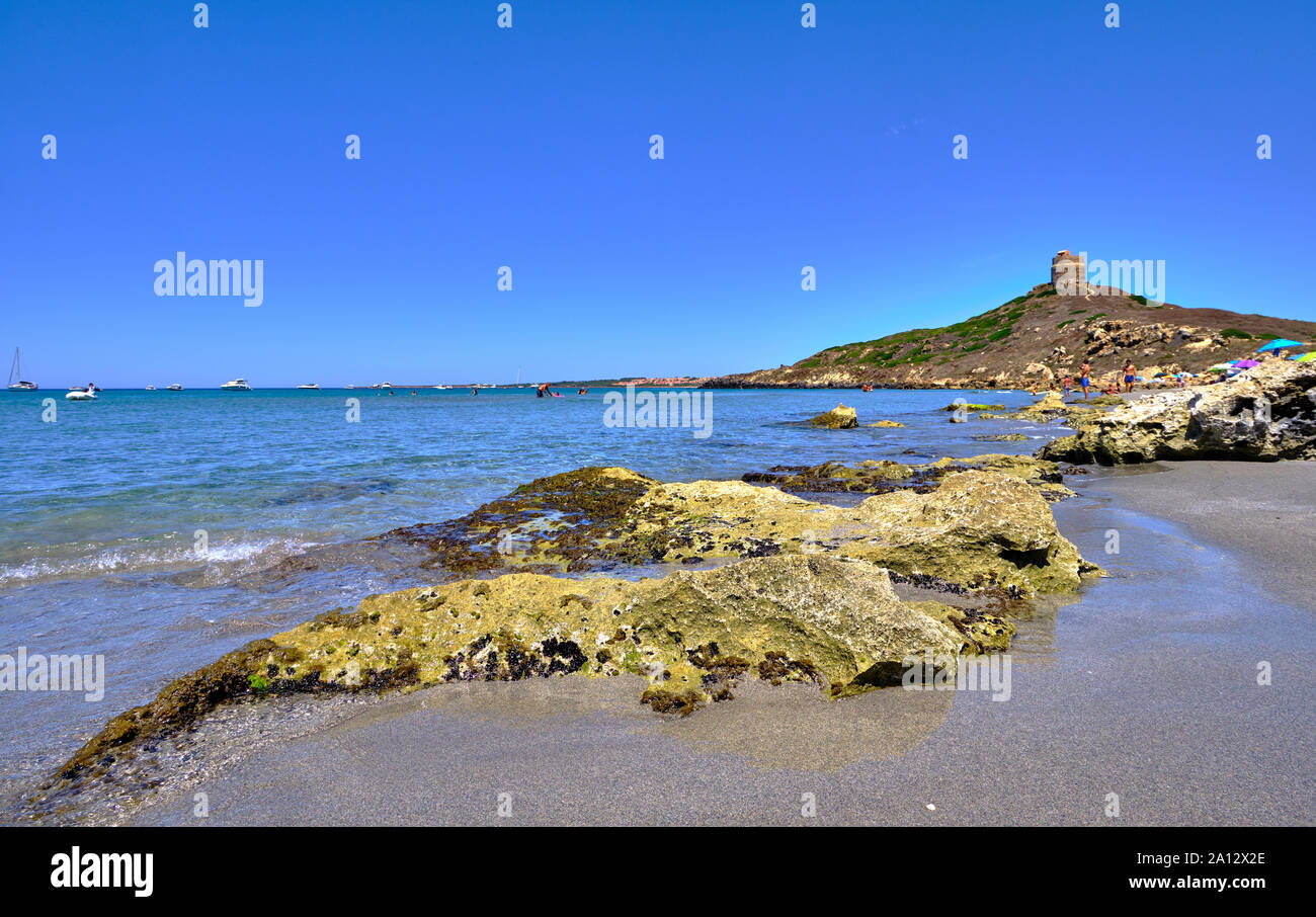 Capo San Marco beach, sardinian beach in Isthmus of San Giovanni Sinis, Cabras, Oristano, Sardinia, Italy Stock Photo