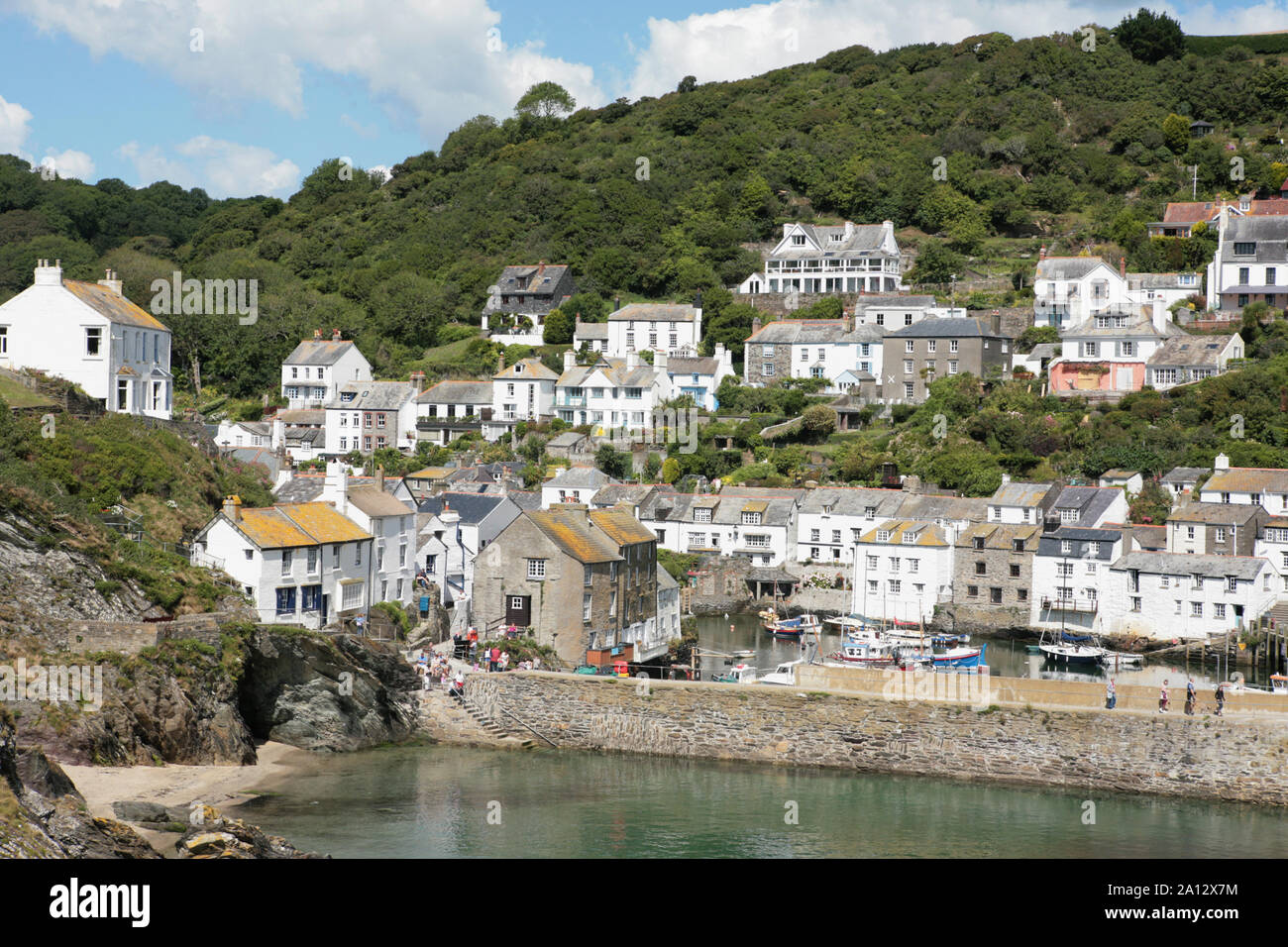 The inner harbour at Polperro from Peak Rock: Cornwall, England, UK ...