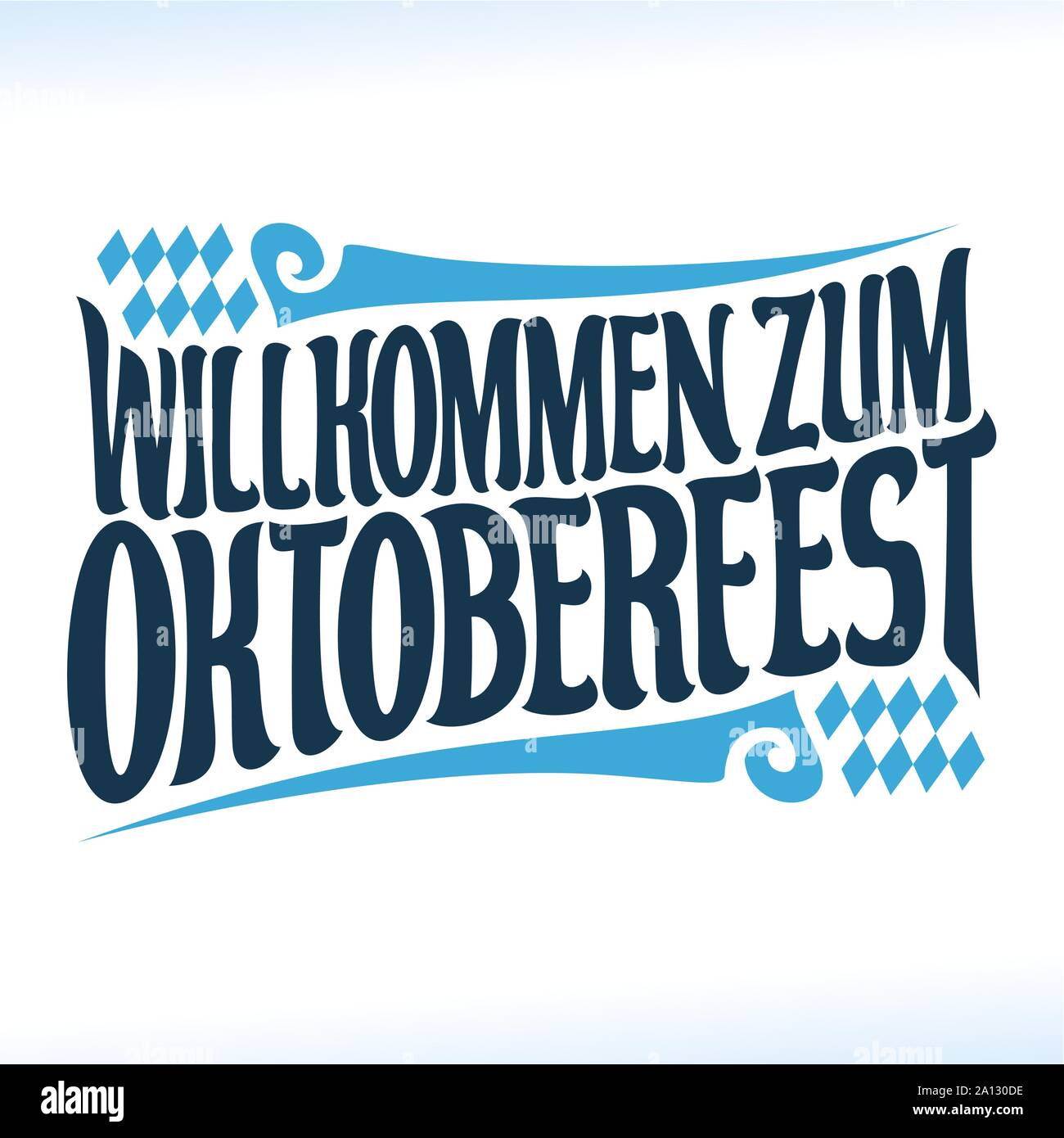 Vector poster for beer festival Oktoberfest decorative handwritten font for quote willkommen