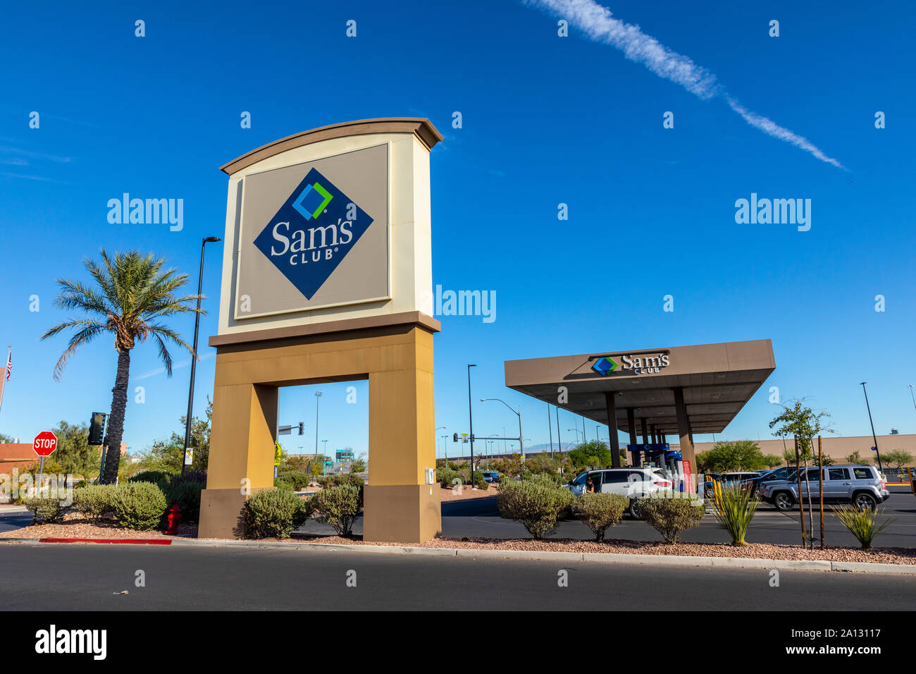 Sams Club sign and gas station in Henderson Nevada USA Stock Photo