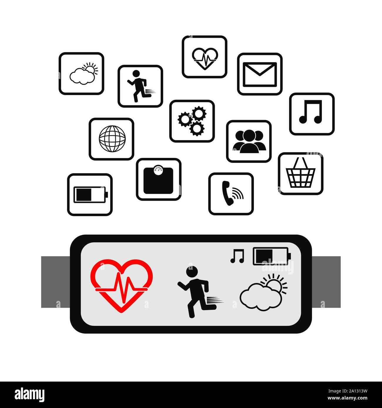 smart watch technology with applications menu vector illustration design Stock Vector