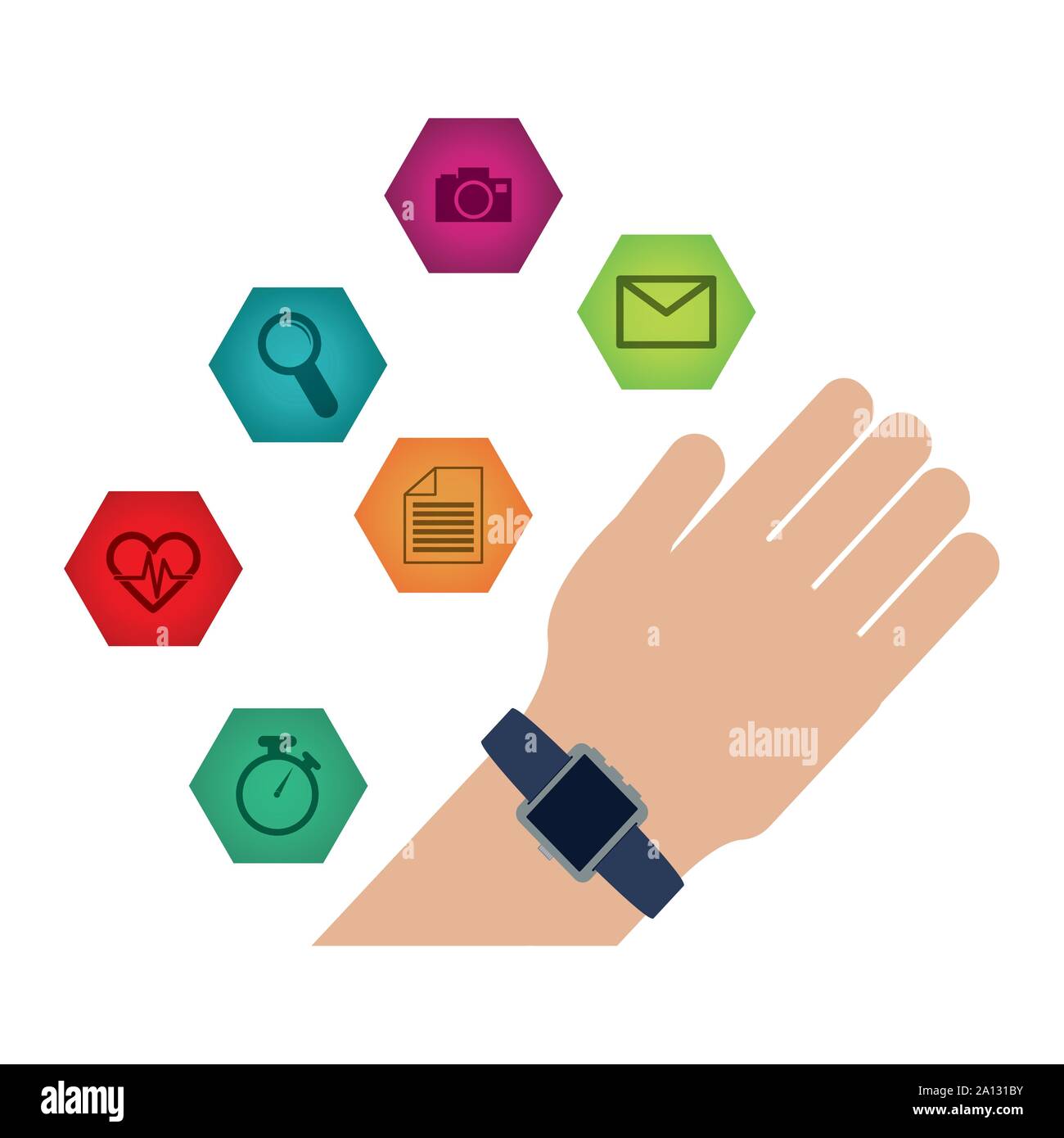 smart watch technology with applications menu vector illustration design Stock Vector