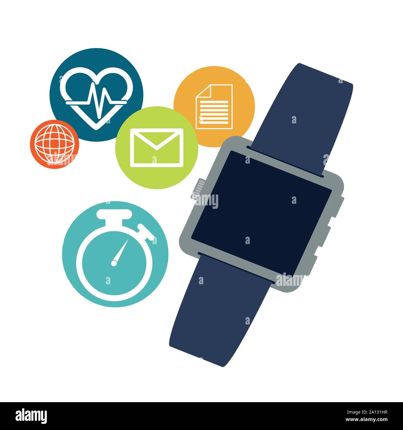 smart watch technology with applications menu vector illustration design Stock Vector