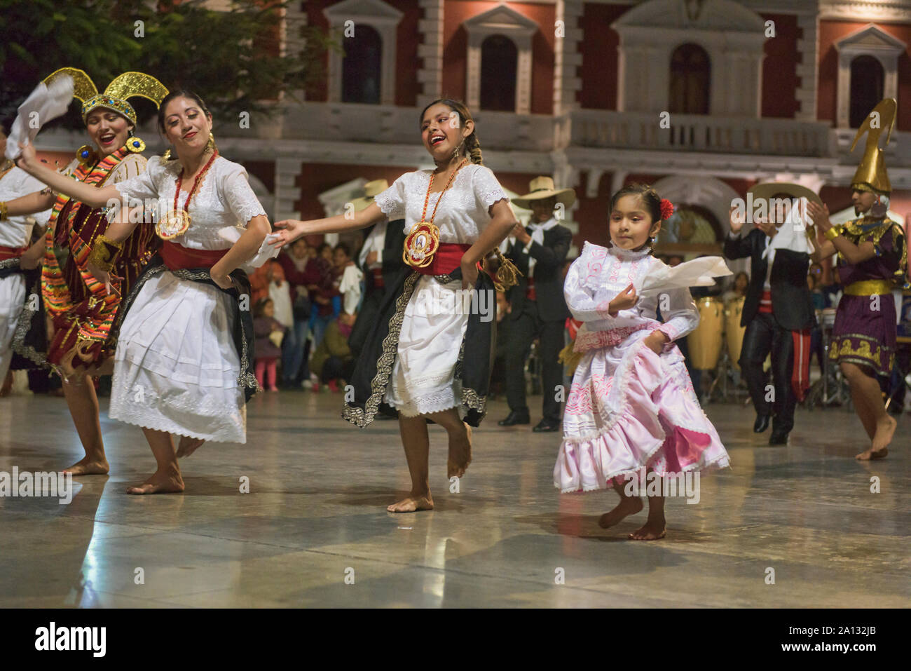 Dancing in the Plaza de Armas in Trujillo, Peru Stock Photo