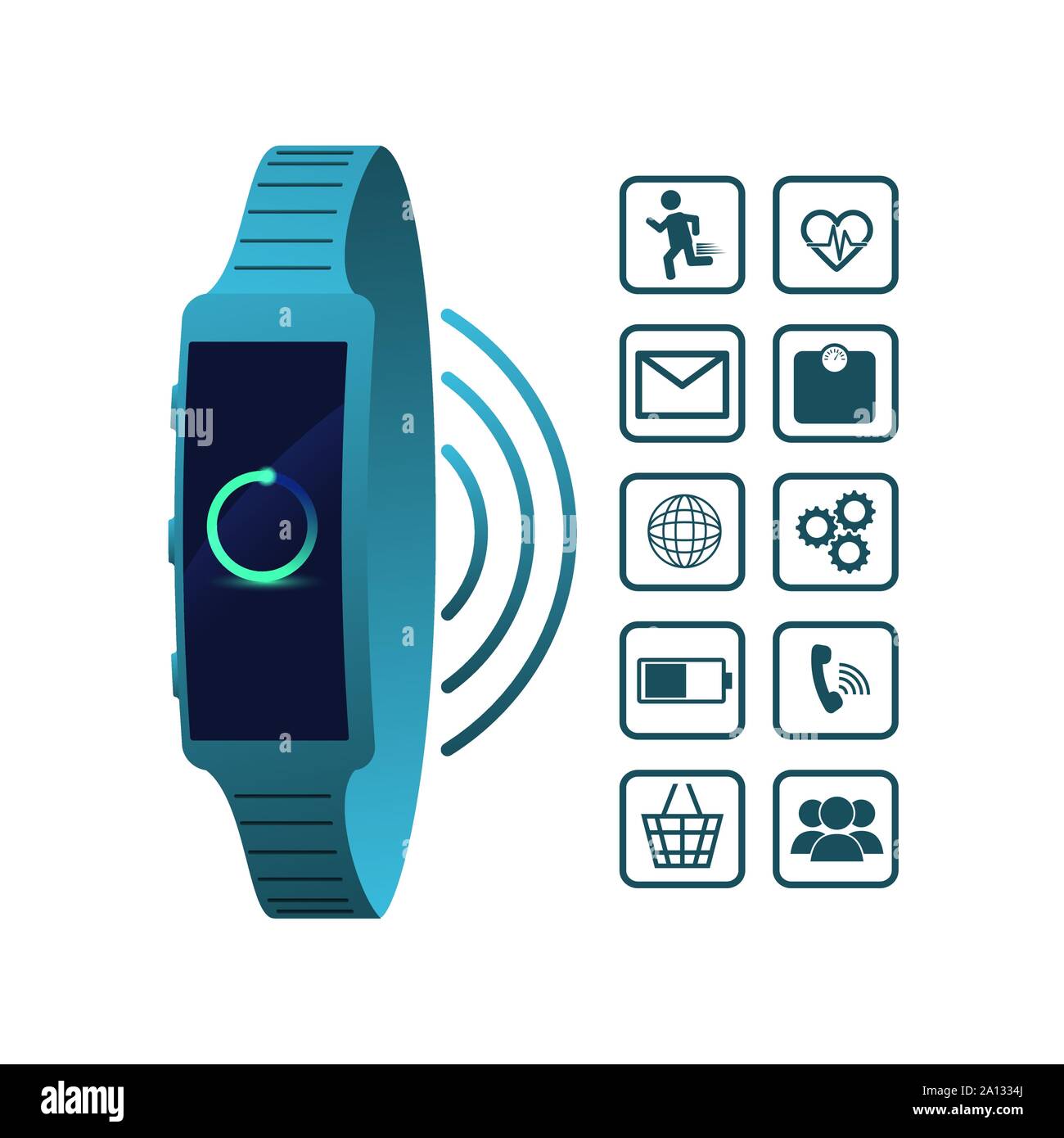 smart watch technology with applications menu vector illustration design Stock Vector