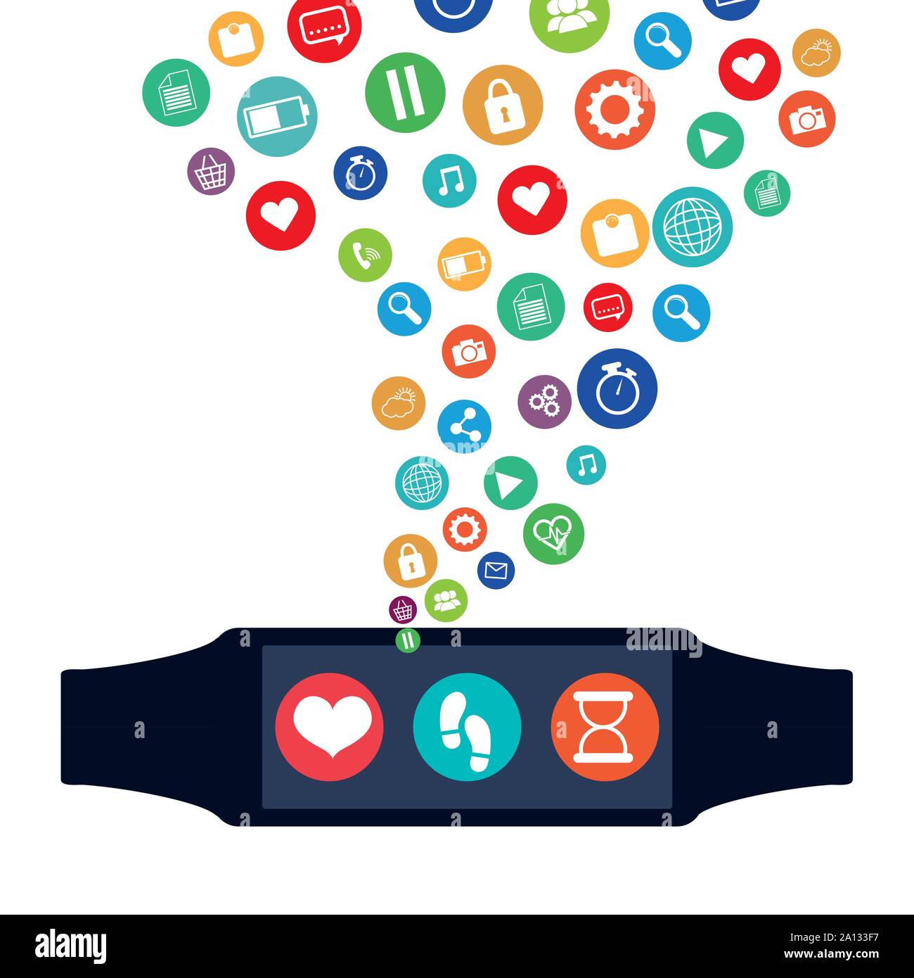 smart watch technology with applications menu vector illustration design Stock Vector