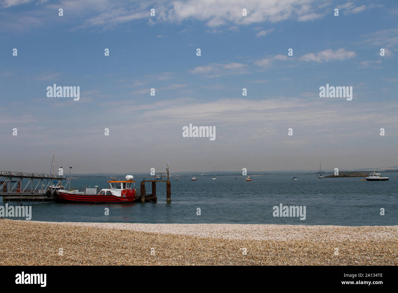 Hayling Island ferry moored at Ferry Road, Portsmouth Stock Photo