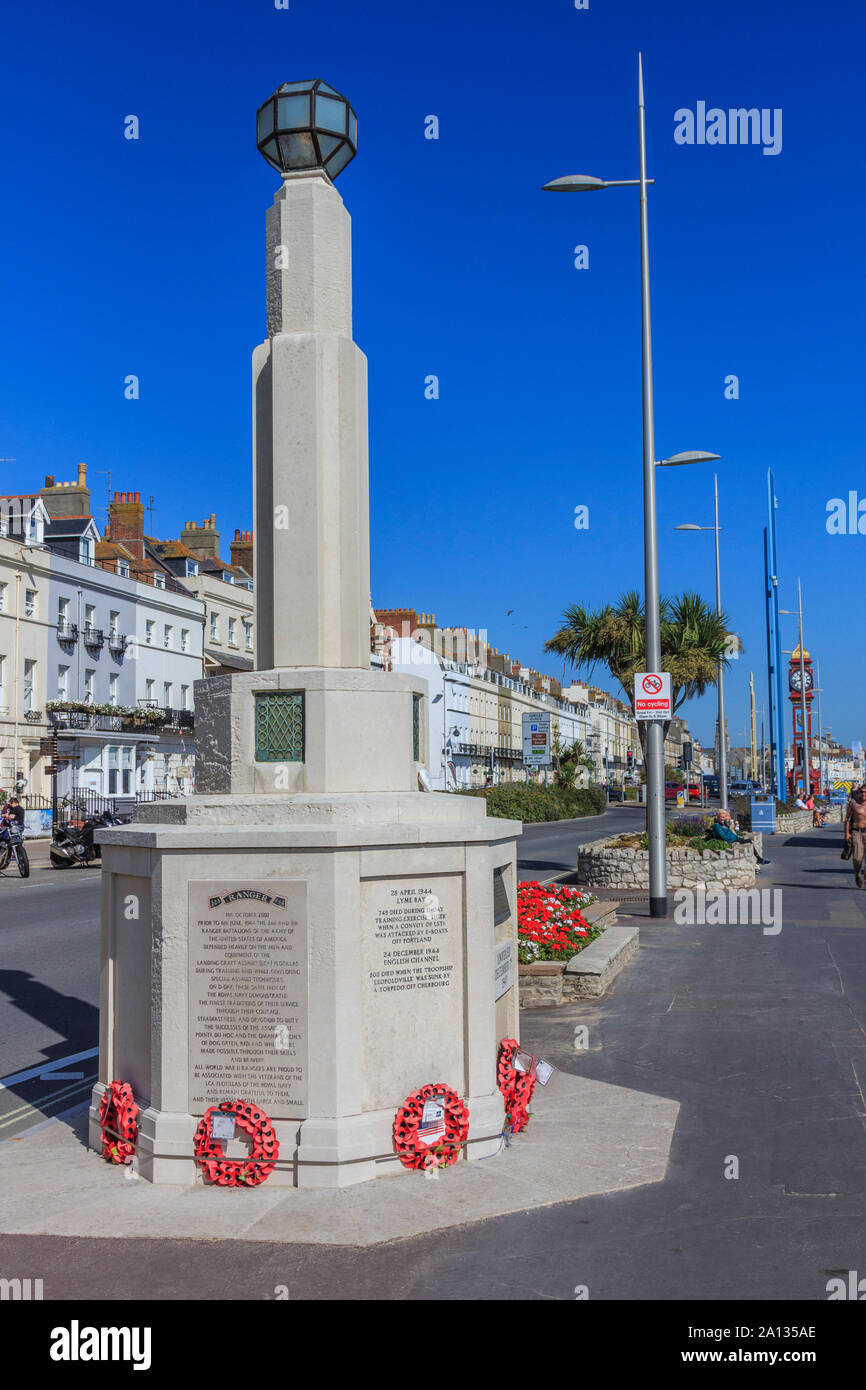 memorial to american servicemen, rangers and women second world war weymouth promenade, dorset, england, uk gb Stock Photo