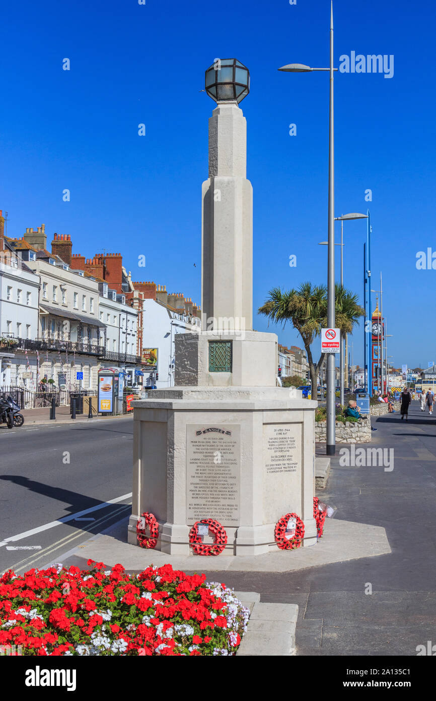 memorial to american servicemen, rangers and women second world war weymouth promenade, dorset, england, uk gb Stock Photo