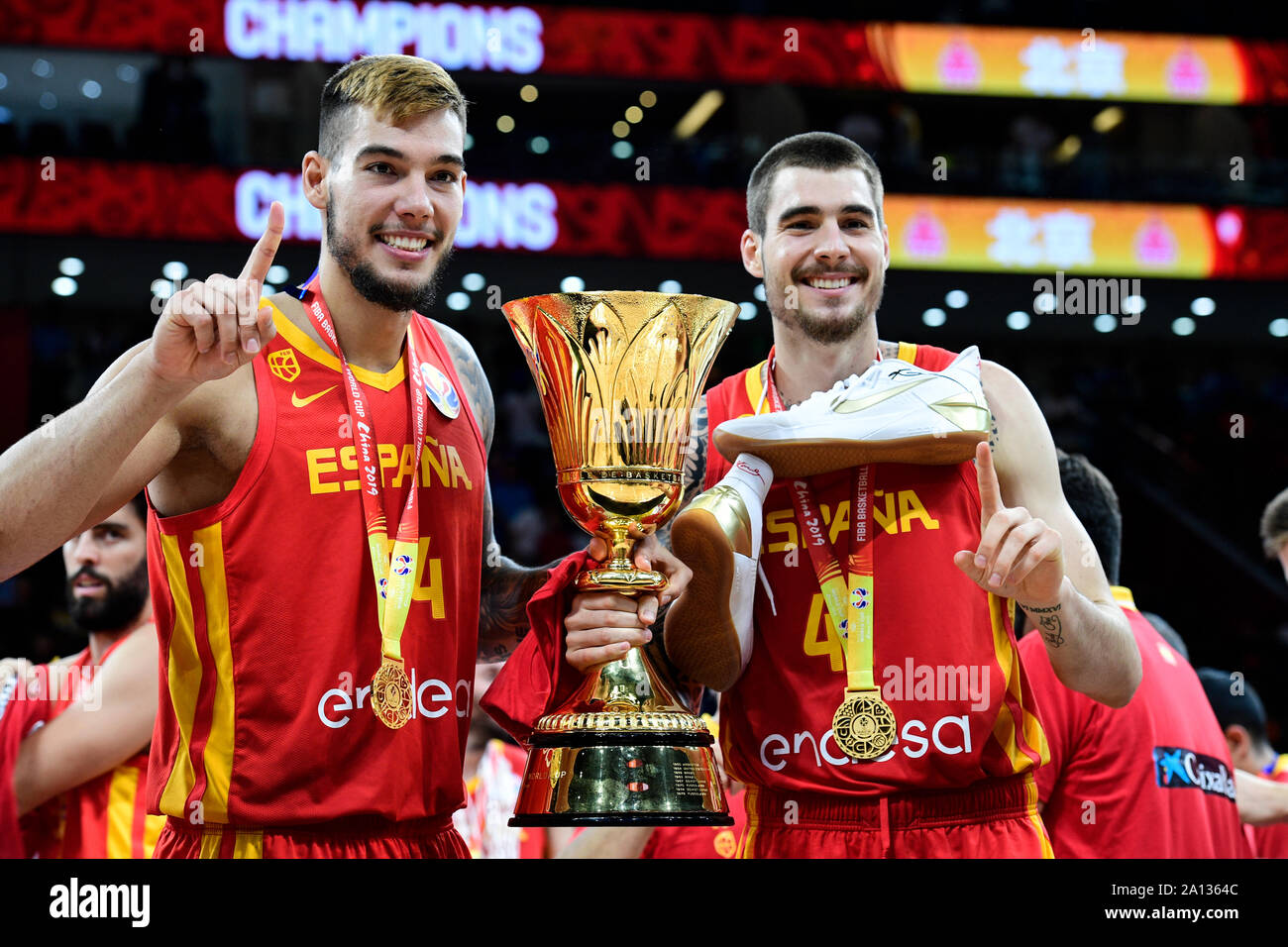 Willy and Juancho Hernangómez (Spain): FIBA Basketball World Champion, China 2019 Stock Photo