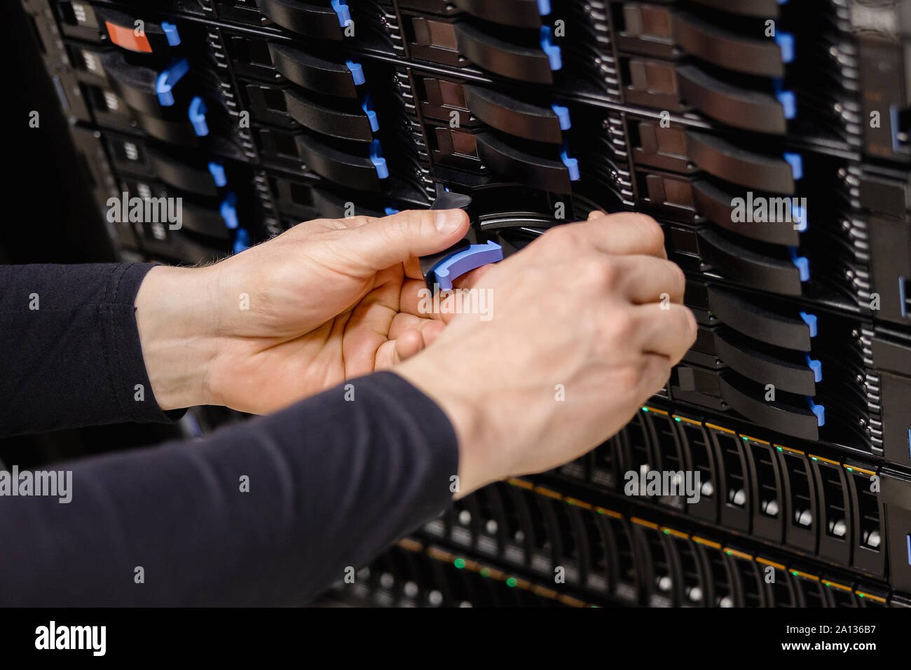 IT Consultant Replacing Server Drive In San Stock Photo