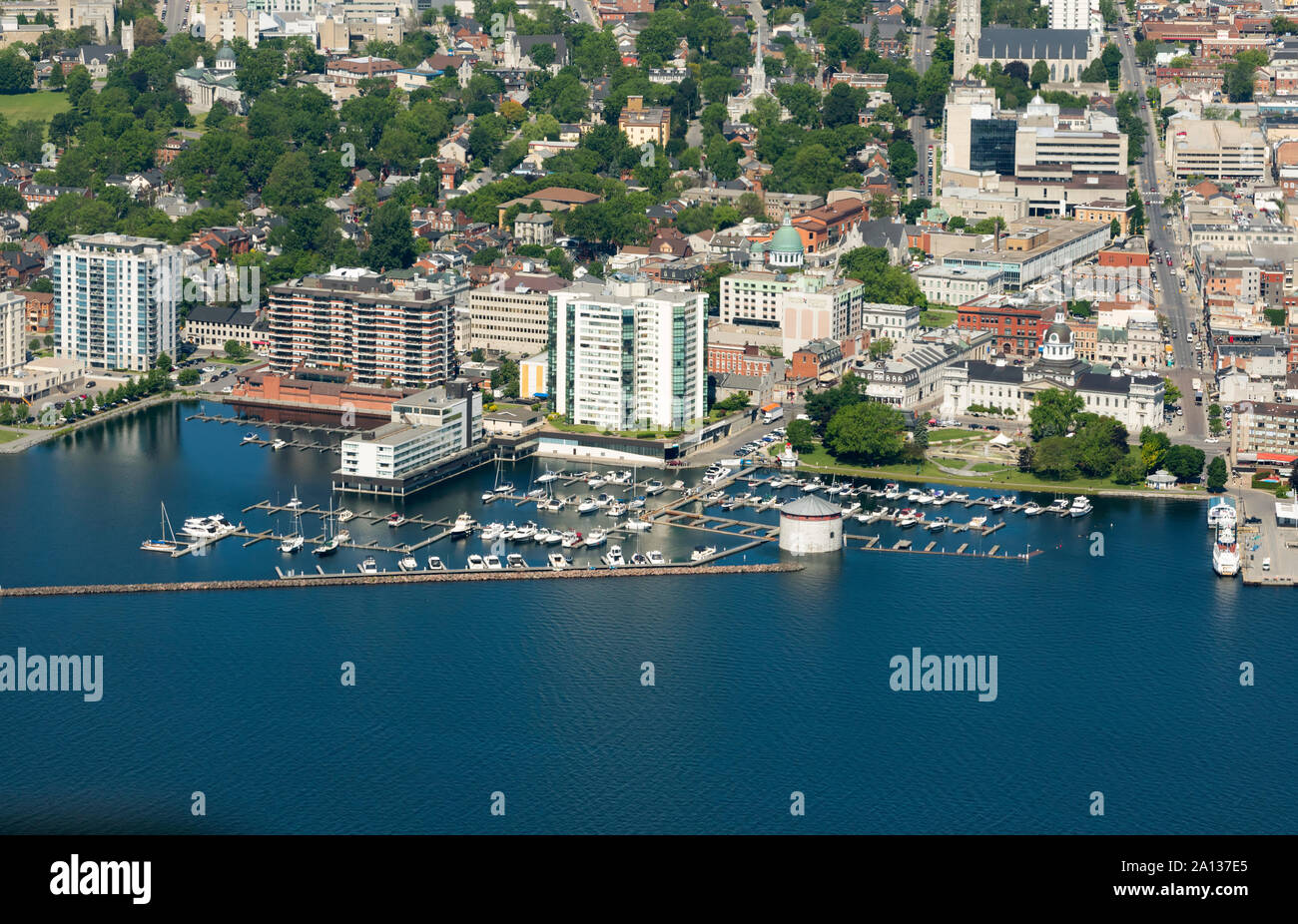 Aerial view of downtown Kingston and Confederation Basin, Ontario Stock Photo