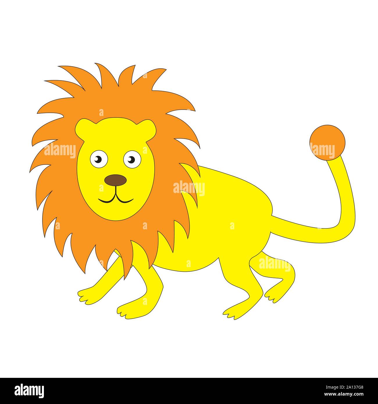 Adult lion with large mane isolated by white background. Stock Vector