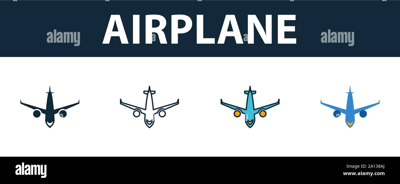 Aircraft icon set. Four simple symbols in diferent styles from travel ...