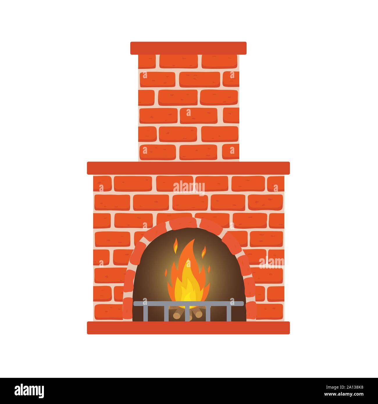 Winter Interior Bonfire Classic Fireplace Made Of Red Bricks