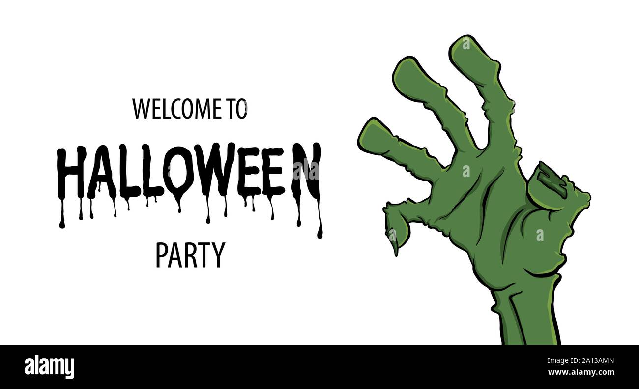 Cartoon zombie hand for flyer party design Stock Vector