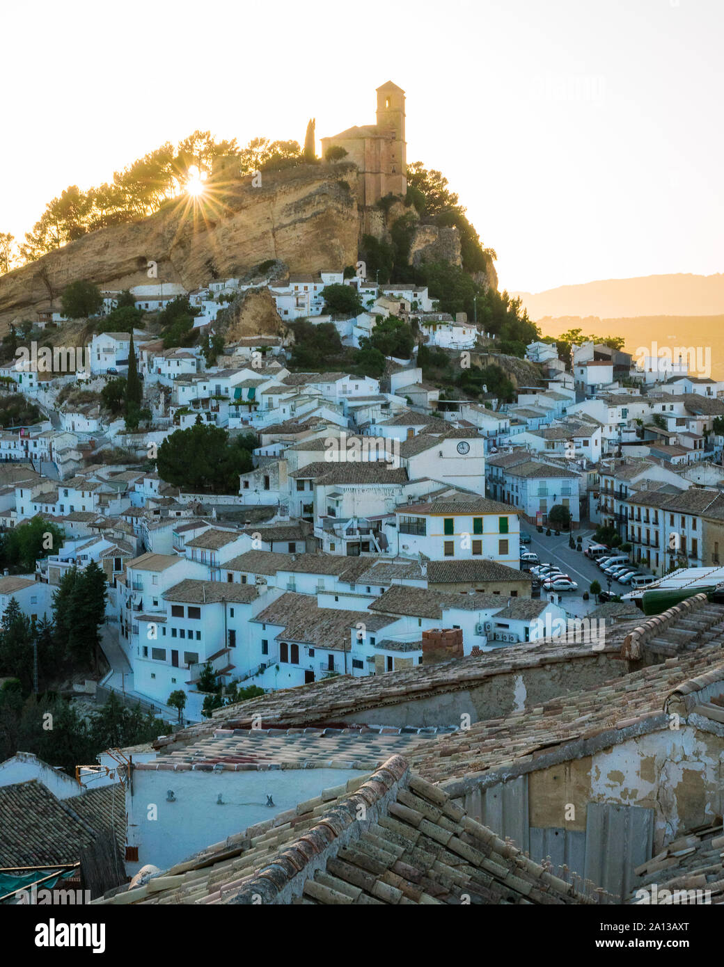 Late afternoon in Montefrio, beautiful village in the province of Granada, Andalusia, Spain. Stock Photo