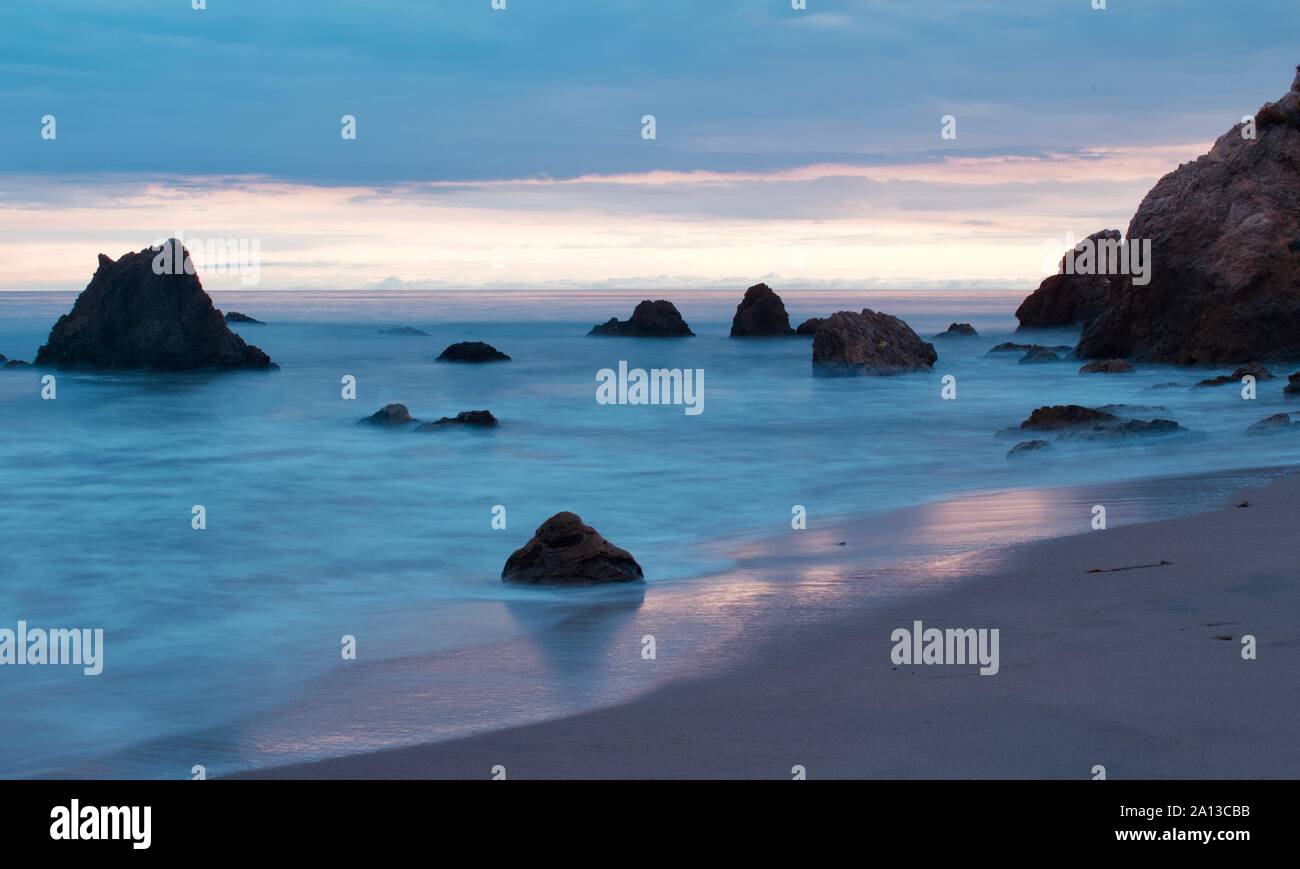 Sunset at El Matador State Beach. Malibu, California United States Stock Photo