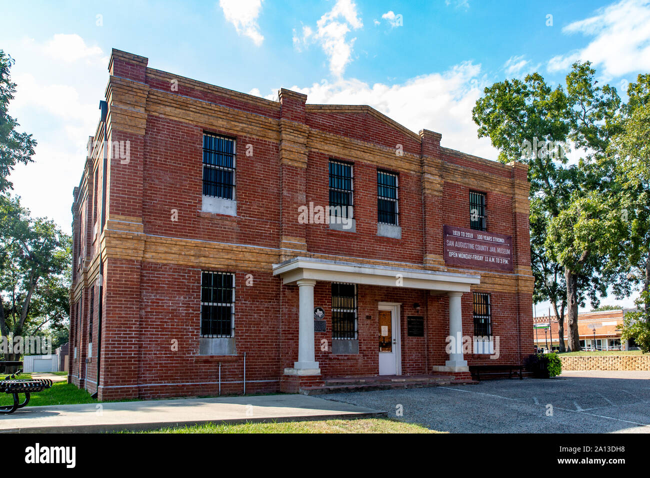 The historic 1919 San Augustine county jail in San Augustine, Texas. Stock Photo