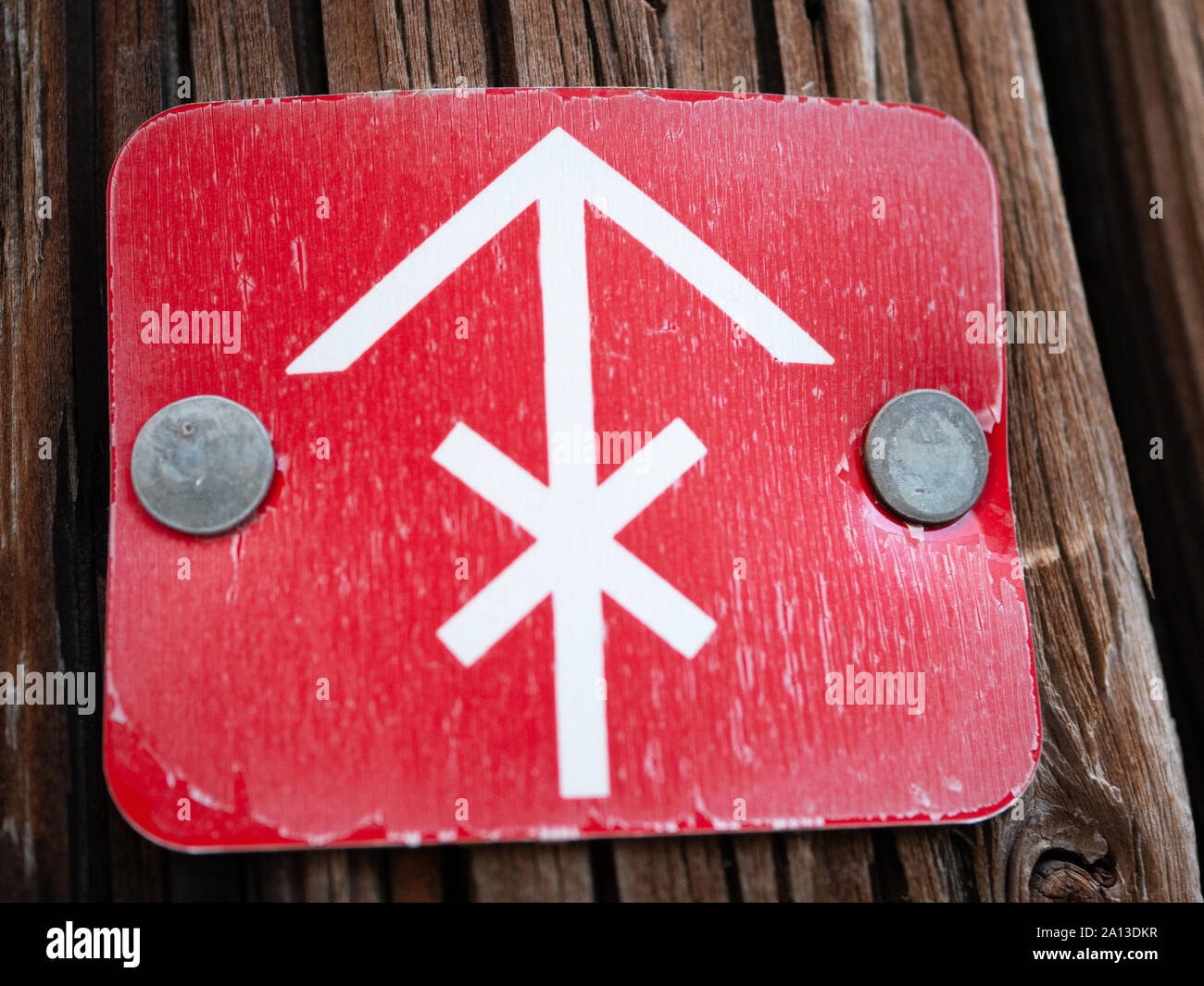 Telephone Pole close up red utility sign Stock Photo Alamy
