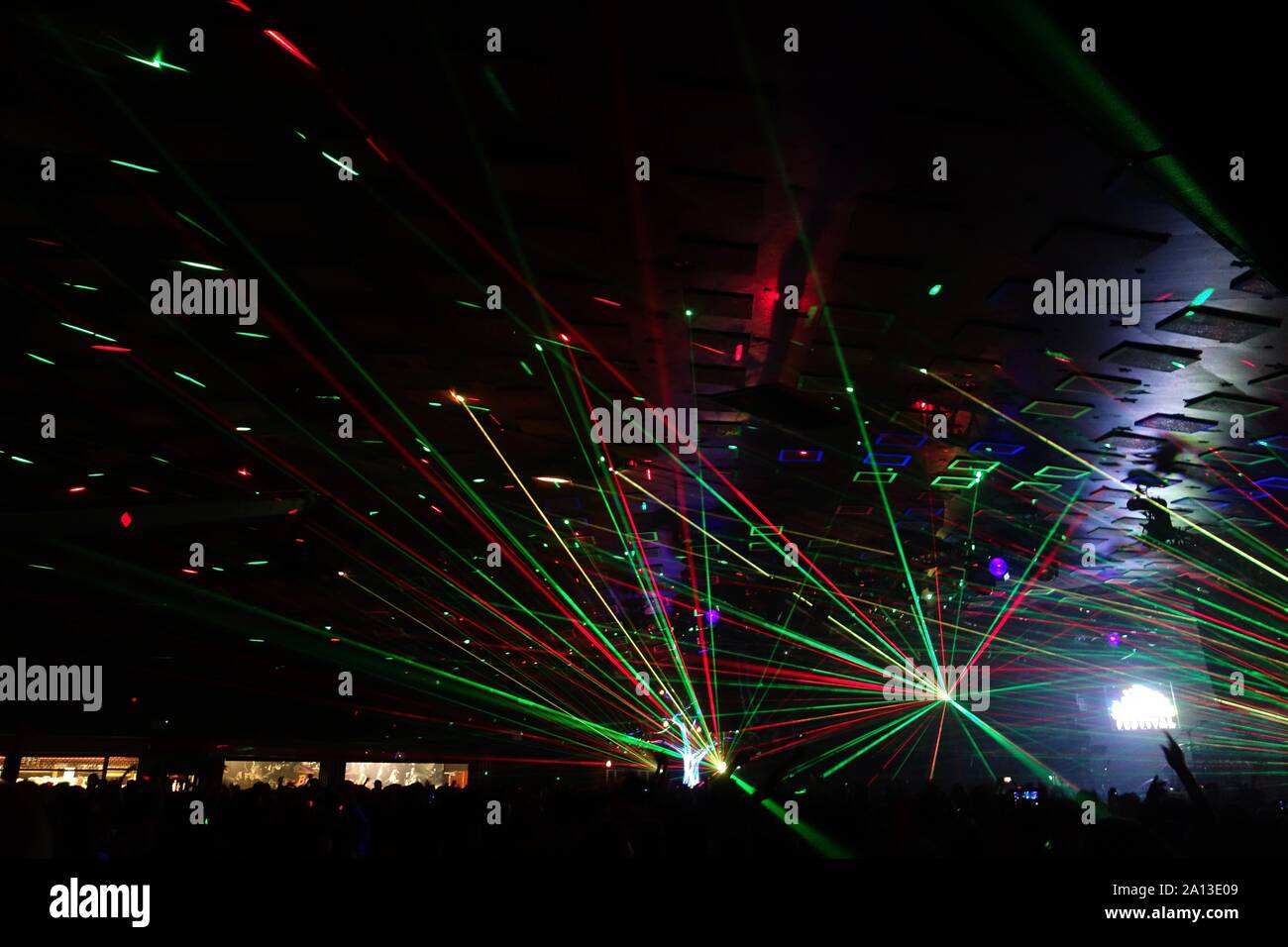 Barrowland neon lasers, Glasgow (electronic, dance) Stock Photo