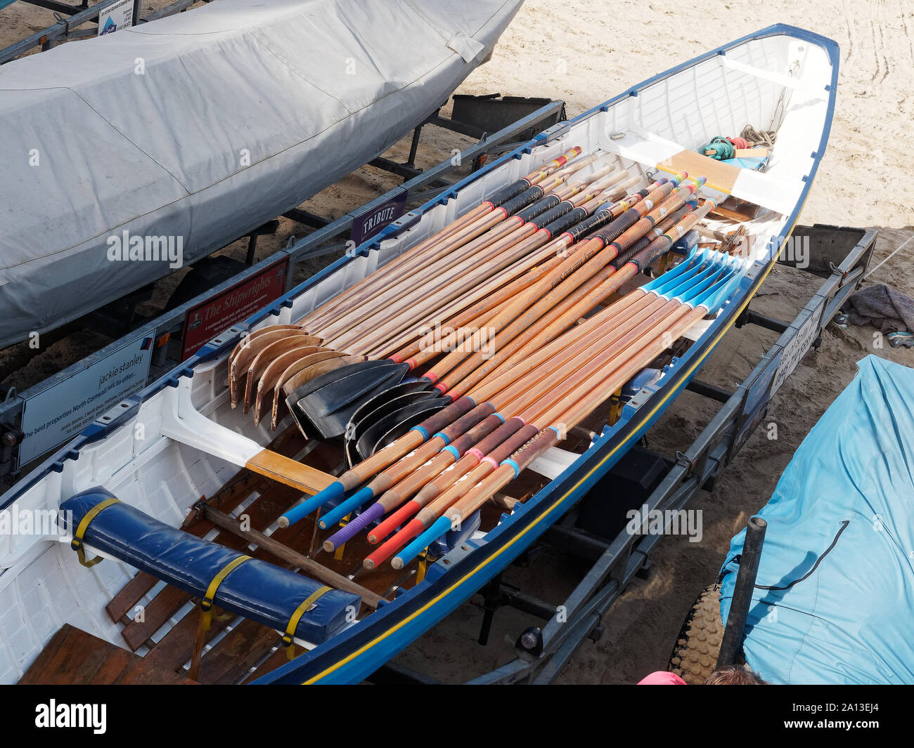Women rowing in teams of six in traditional hand built pilot gig boats