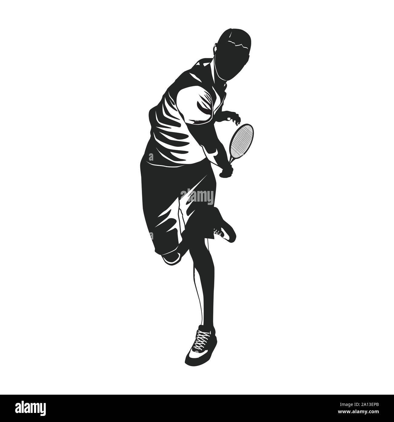 Tennis player black silhouette on white background, vector illustration ...