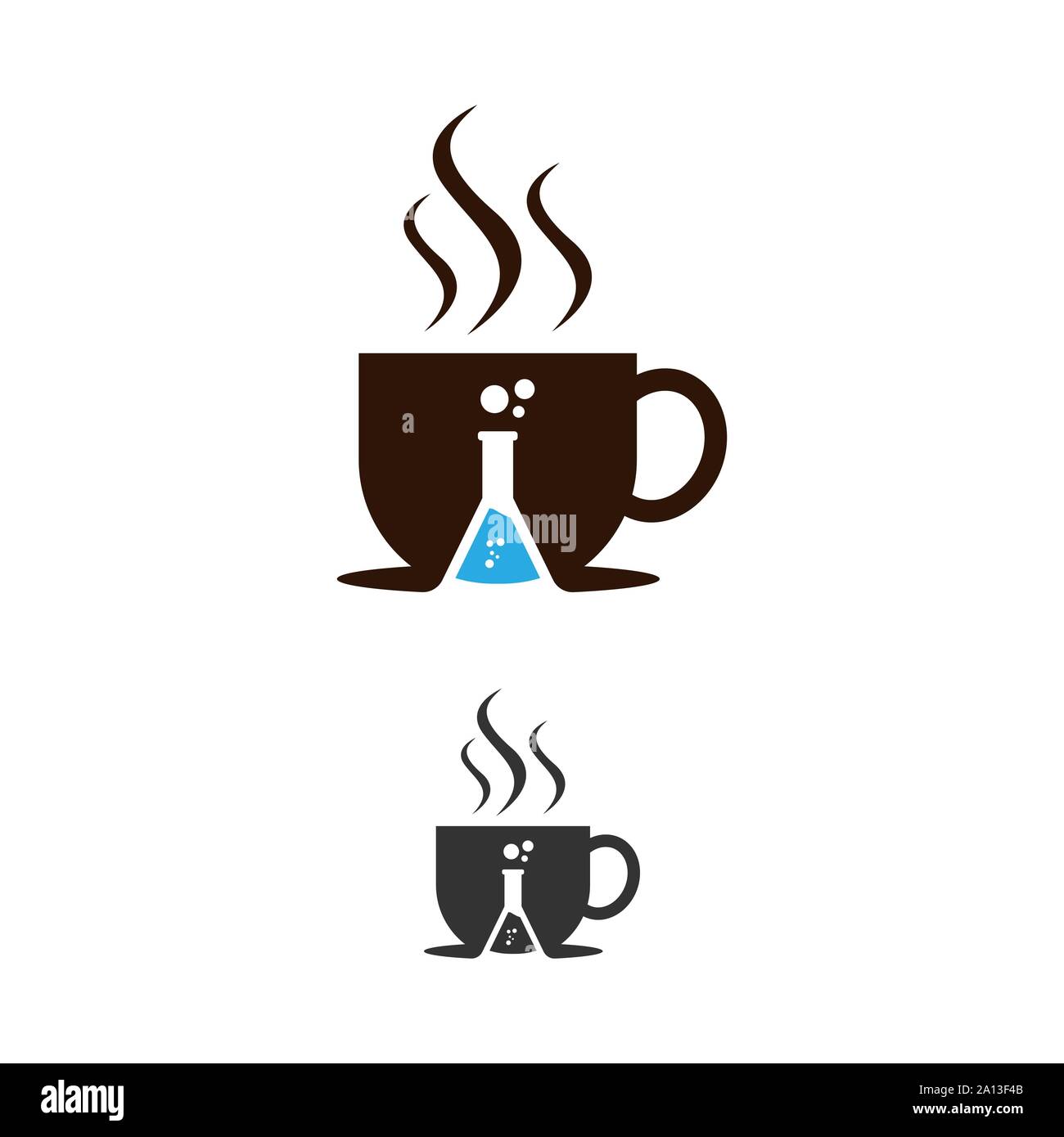 Coffee and lab bottle food and drink logo with negative space style design vector Stock Vector
