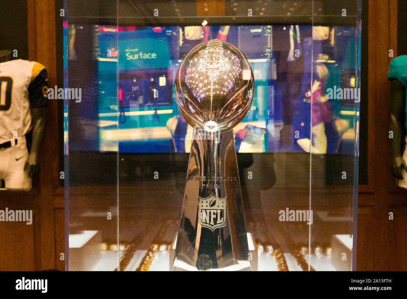 NFL's 100th Season Display at the Paley Center for Media, New York, City, USA Stock Photo