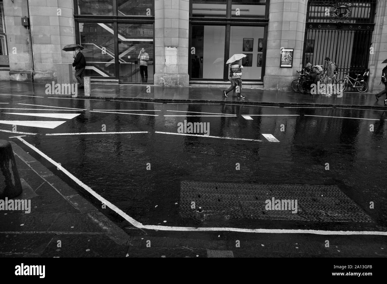 An Edinburgh street in the rain Stock Photo