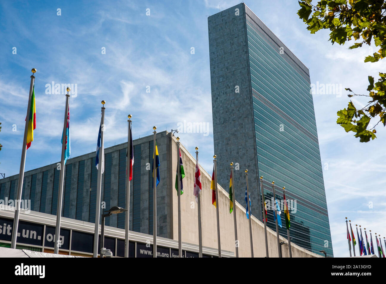 United Nations Headquarters Building in New York City, USA Stock Photo