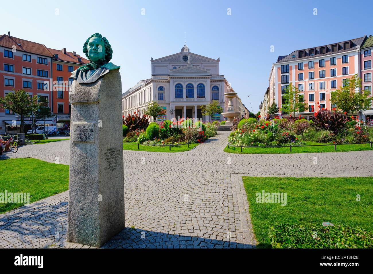 Bust of Friedrich von Gartner in front of the State Theatre at