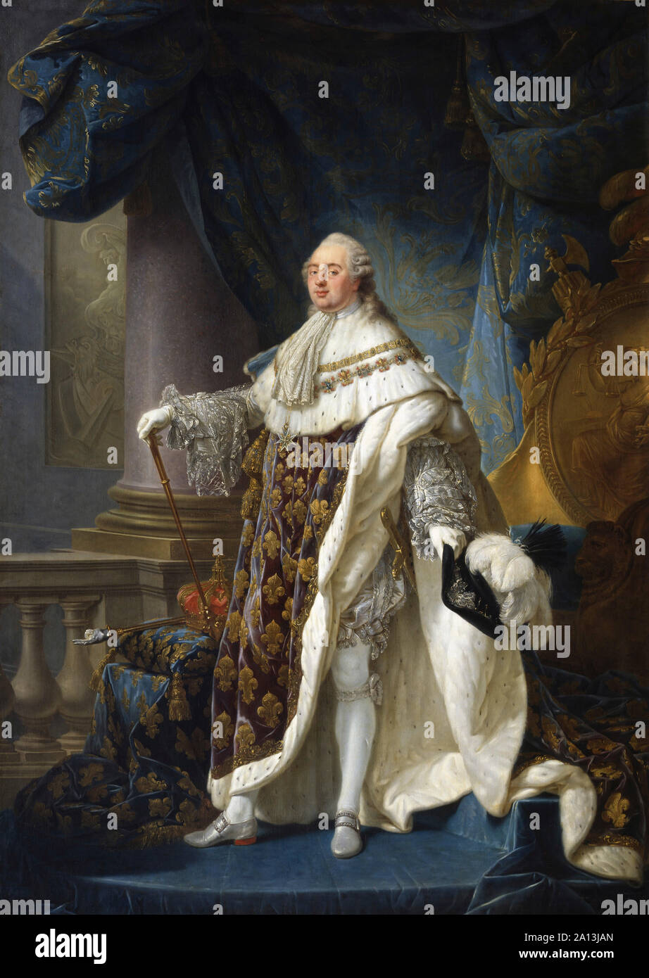 Oil painting portrait of Louis XVI, King of France, dressed in his grand royal attire. Stock Photo