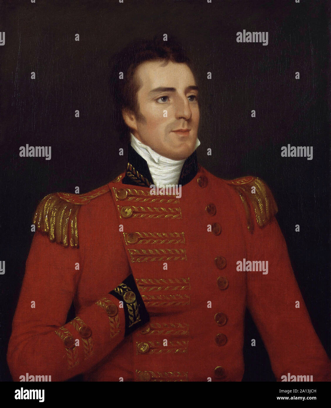 Portrait is of Arthur Wellesley, Duke of Wellington, as a Major General in 1804. Stock Photo