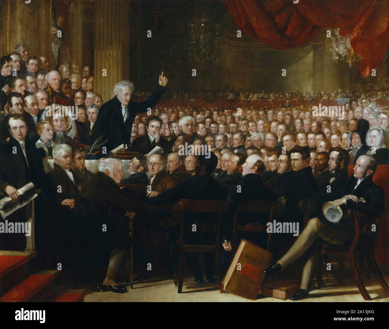 Oil painting of the 1840 convention of the British and Foreign Anti-Slavery Society. Stock Photo
