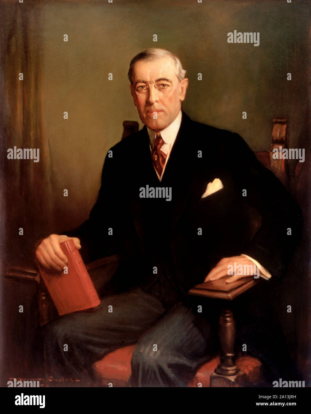 Official Presidential oil painting portrait of Woodrow Wilson. Stock Photo