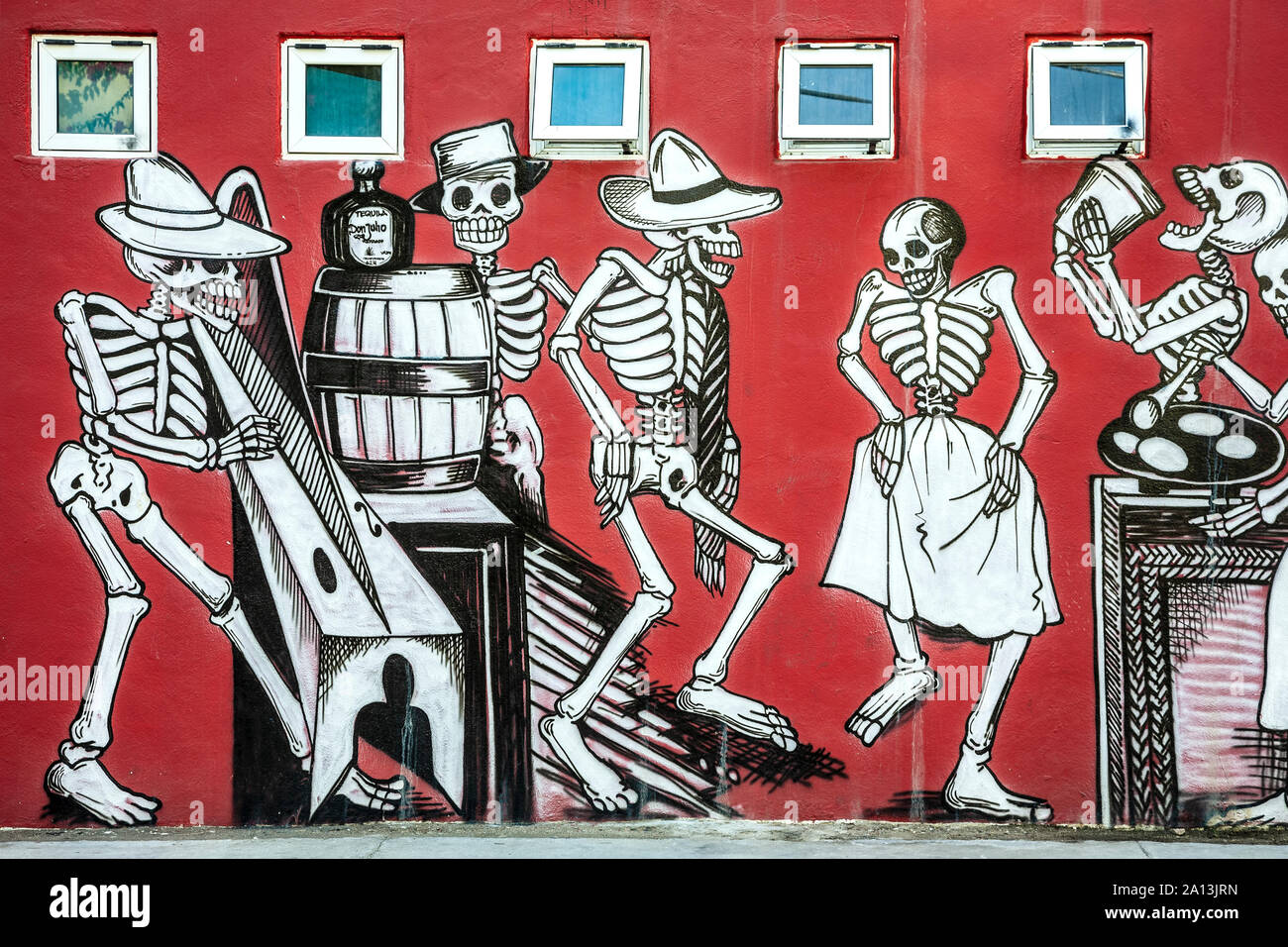 Mural of Dia de los Muertos characters, San Jose del Cabo, Baja California Sur, Mexico Stock Photo