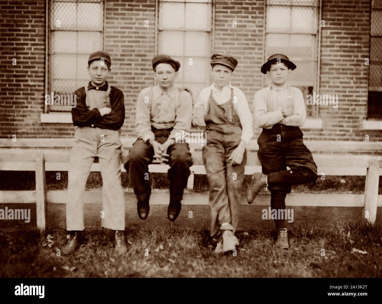 Child laborers outside of the Brown Shoe Factory where they worked in