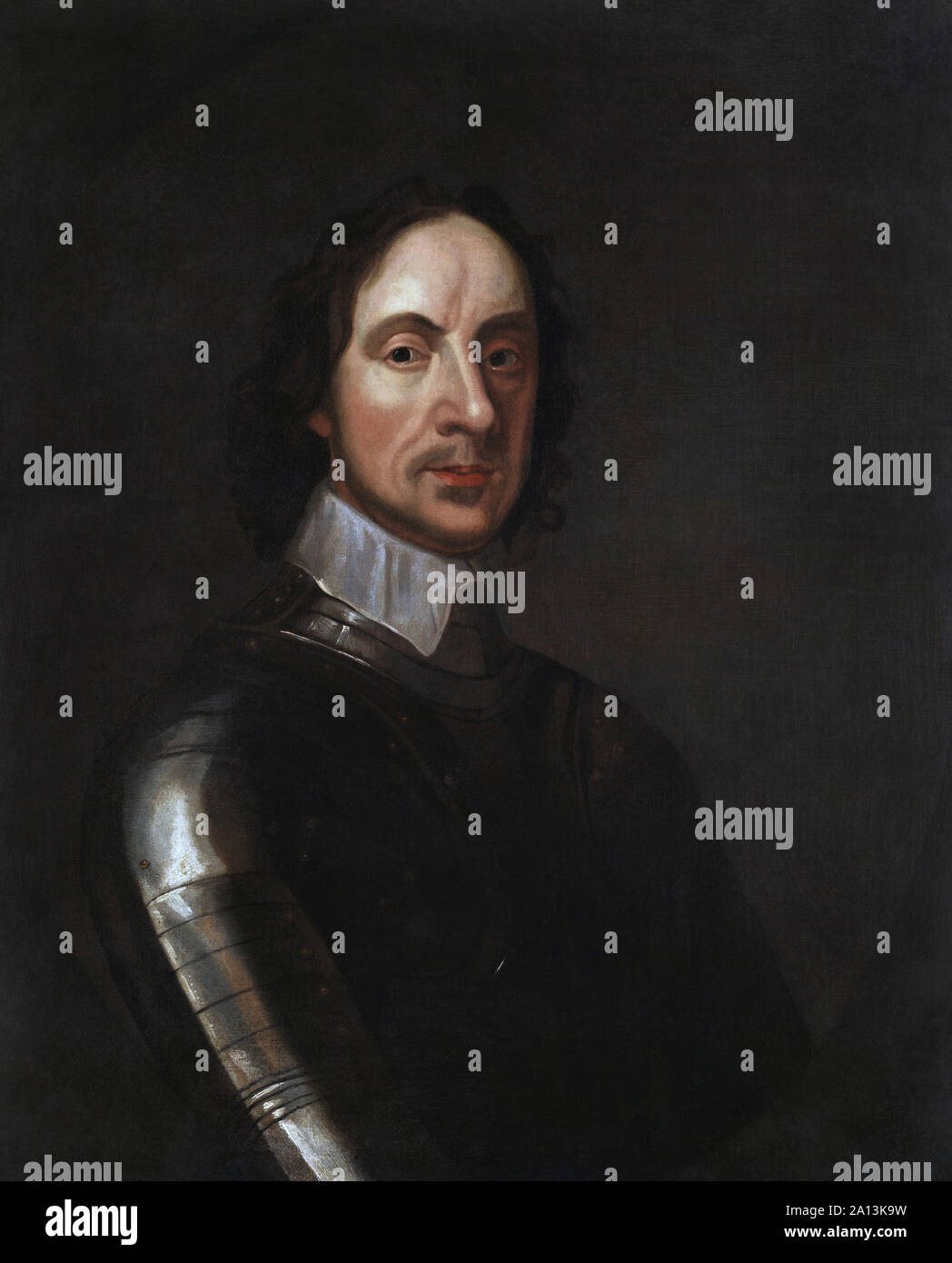 Painted portrait of English Military and Political leader Oliver Cromwell. Stock Photo