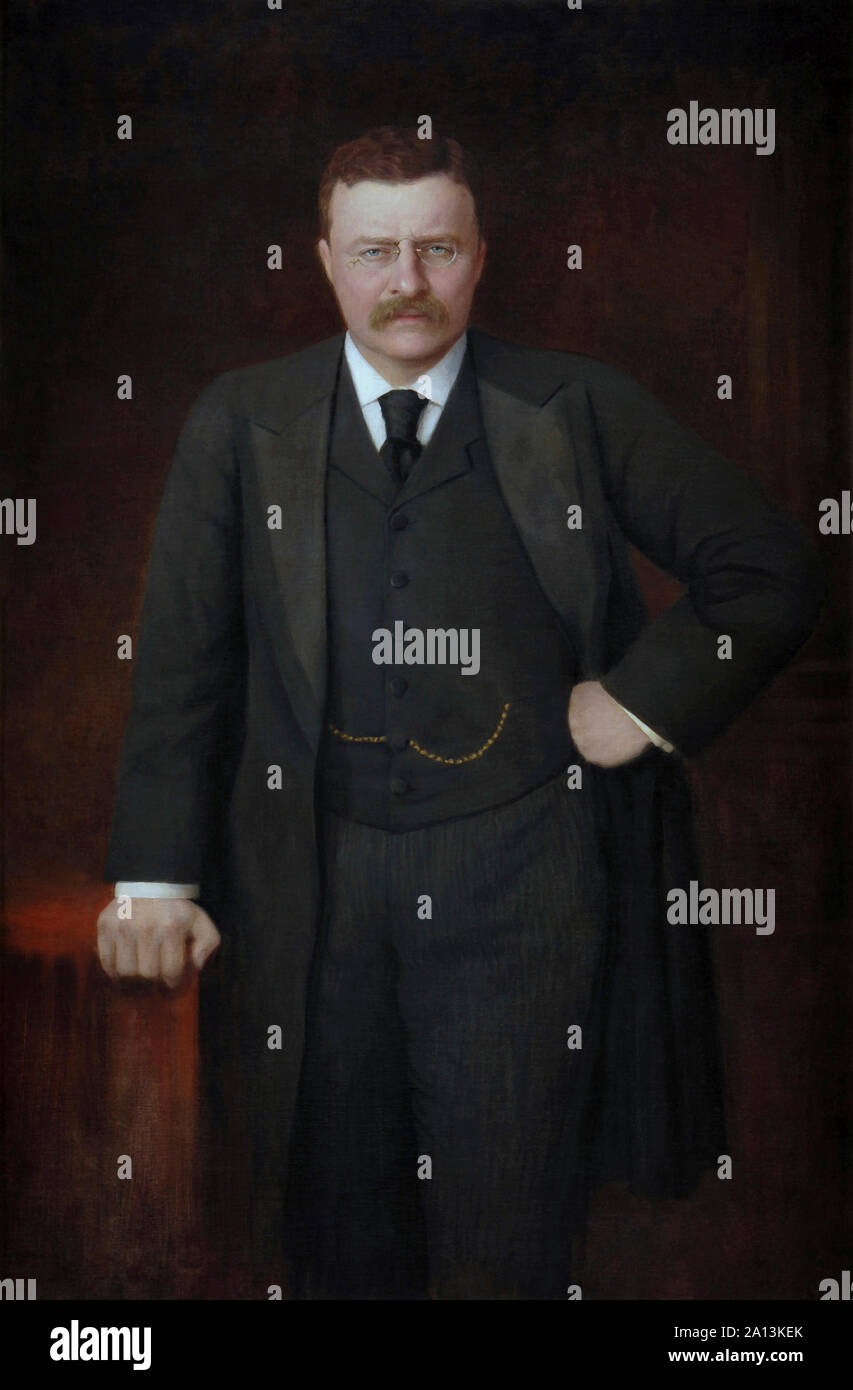 American History Painting of Theodore Roosevelt during his term as Governor of New York. Stock Photo