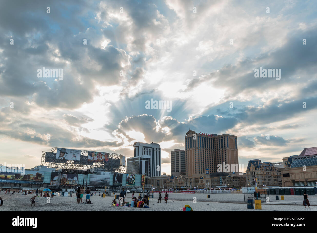 Panorama of Atlantic City Boardwalk 02 Stock Photo