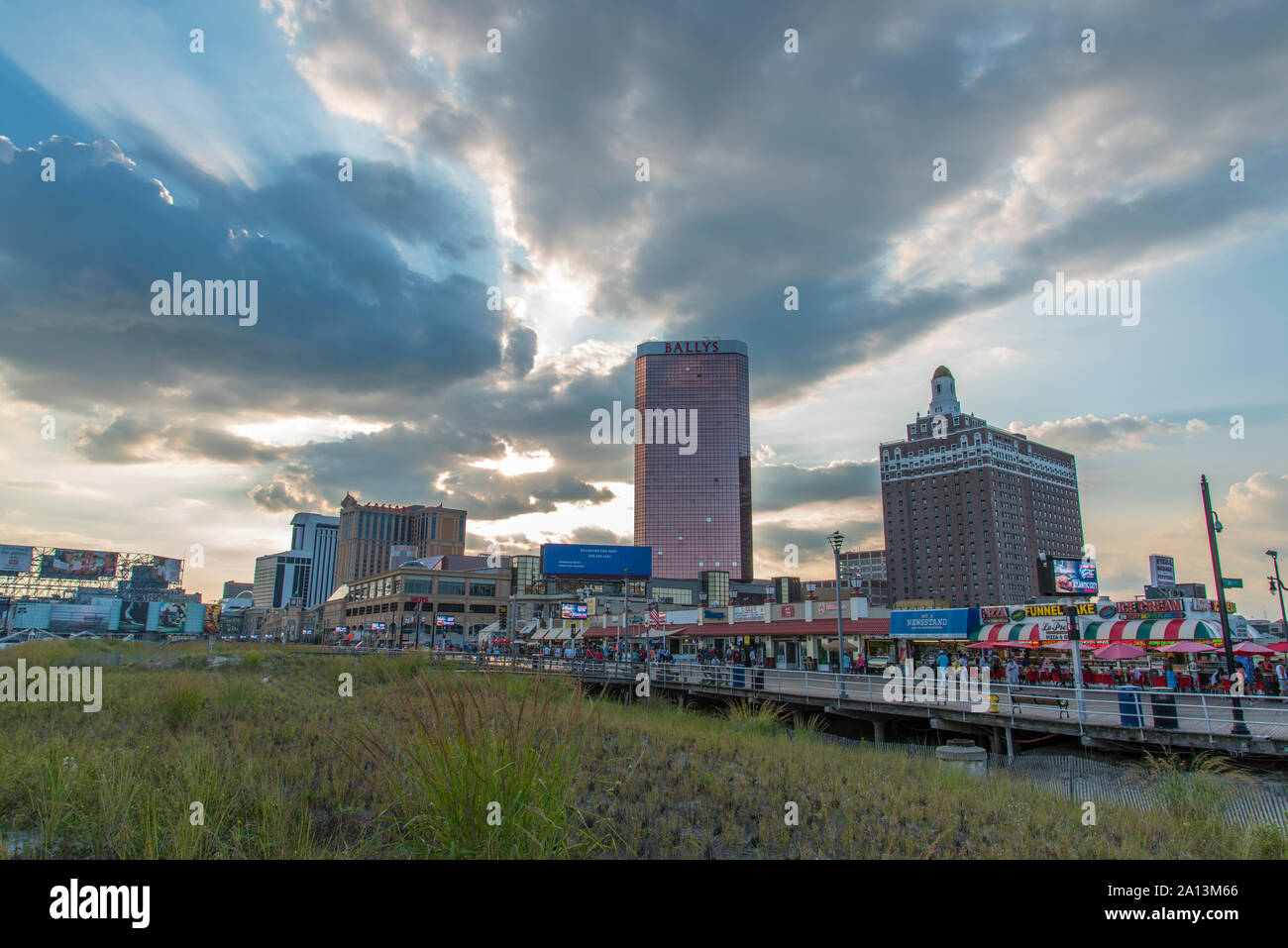 Panorama of Atlantic City Boardwalk 01 Stock Photo
